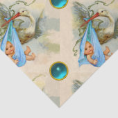 PAPIER MOUSSELINE STORK BOY BABY SHOWER BLEU GEMSTONES (Détail)