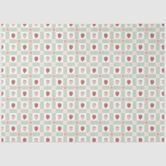 Papier Mousseline Strawberry Gingham Berry Themed (Recto)