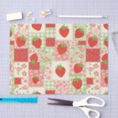 Papier Mousseline Strawberry Patchwork Picnic (4) (Artisanat)