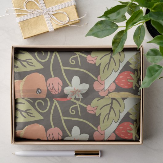 Papier Mousseline Strawberry thief Bunnies pattern (Cadeau)