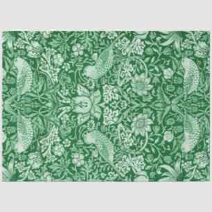 Papier Mousseline Strawberry Thief Green, William Morris