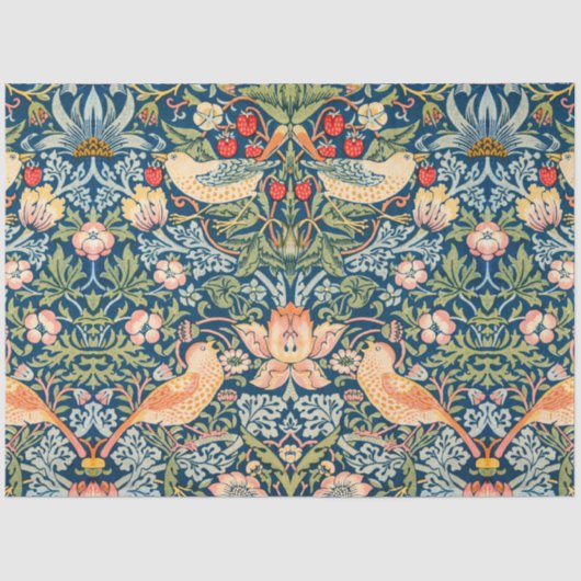 Papier Mousseline Strawberry Thief (par William Morris) (Recto)