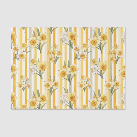 Papier Mousseline Striped Daffodil Floral Pattern (1) (Recto)