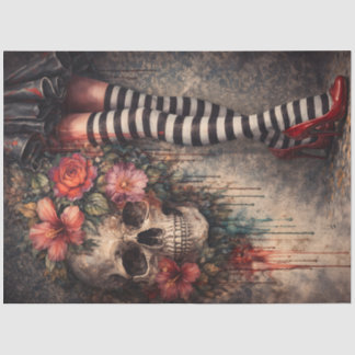 Papier Mousseline Striped Stockings Ruby Red Heels Skull Poster