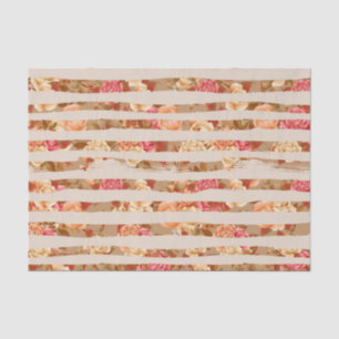 PAPIER MOUSSELINE STRIPES DE TONNE AVEC PÊCHE ROSE & FLEURS DE CRÈME