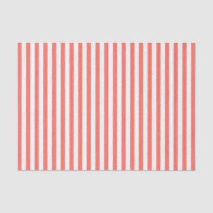 Papier Mousseline Stripes simples Motif corail/blanc géométrique