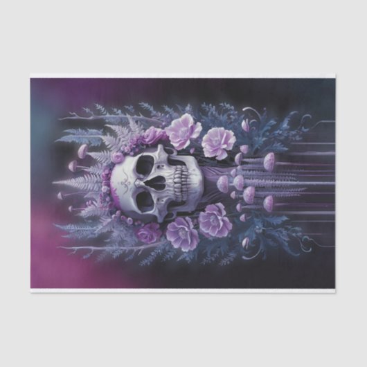Papier Mousseline Stunning Goth Skull sur Plum, Minuit Macabre (Recto)