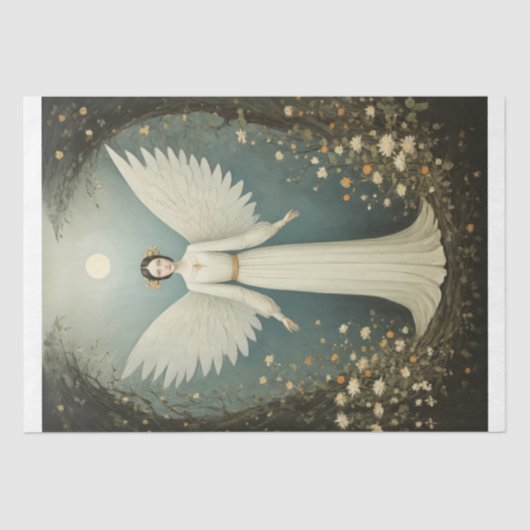 Papier Mousseline Style 1920 Angel avec fleurs (Recto)