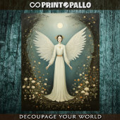 Papier Mousseline Style 1920 Angel avec fleurs