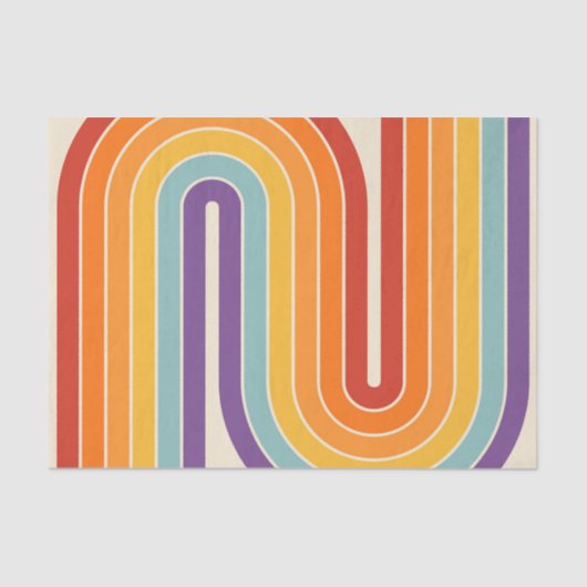 Papier Mousseline Style 1970s Arched Stripes Motif géométrique (Recto)