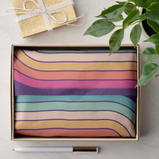 Papier Mousseline Style 1970s Arched Stripes Motif géométrique (Cadeau)