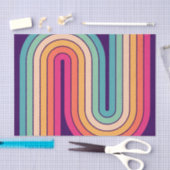 Papier Mousseline Style 1970s Arched Stripes Motif géométrique (Artisanat)