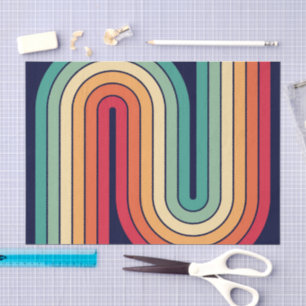 Papier Mousseline Style 1970s Arched Stripes Motif géométrique