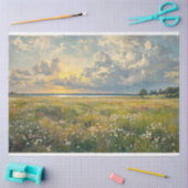 Papier Mousseline Style antique Delicate Fleur sauvage paysage de te (Artisanat)