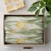 Papier Mousseline Style Aquarelle Tulipes Jaunes Imprimé (Cadeau)