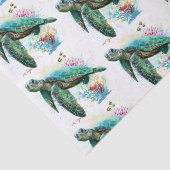 Papier Mousseline Style d'aquarelle sous-marine de tortue marine (Détail)