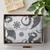 Papier Mousseline Style de tatouage en forme de dragon noir (Cadeau)