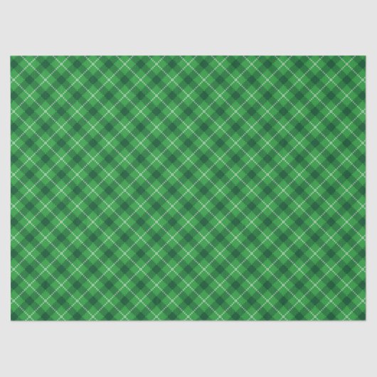 Papier Mousseline Style écossais Vert Blanc Plaid (Recto)
