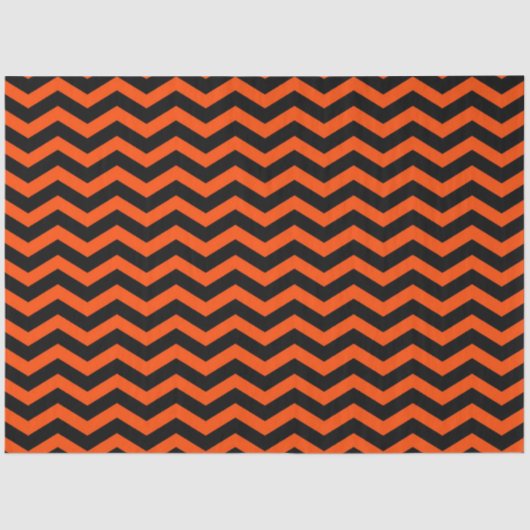 Papier Mousseline Style Halloween | Orange Black Chevron (Recto)