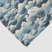 Papier Mousseline Style japonais Vagues océaniques Abstraites Découp (Détail)