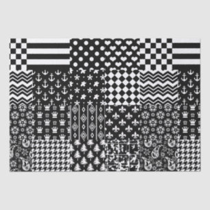 Papier Mousseline Style minimaliste Motif mixte noir blanc