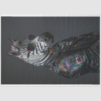 Papier Mousseline Style Punk Zebra Veste en Cuir Découpage