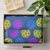 Papier Mousseline Style Rétro Néon Bleu Thème Pickleball Anniversair (Cadeau)