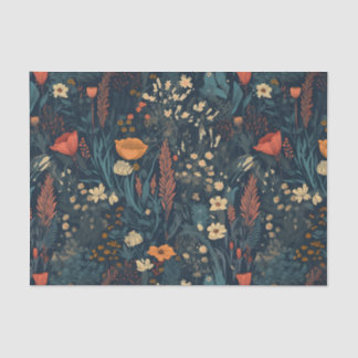 Papier Mousseline Style rétro, terrain floral foncé fleur sauvage