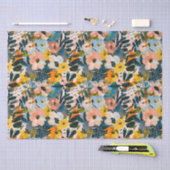 Papier Mousseline Style rose et bleu Abstrait motif floral élégant (Artisanat)