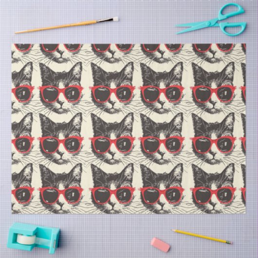 Papier Mousseline Style tendance Aquarelle Chat Découpage Art (Artisanat)