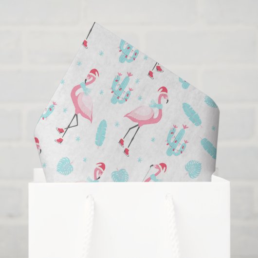 Papier Mousseline Style Tropical Noël rose Flamant rose fille (Sac cadeau)