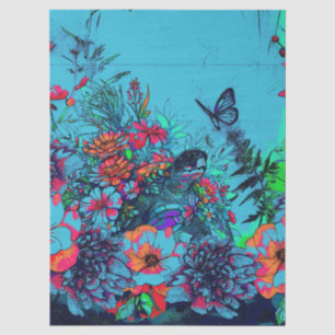 Papier Mousseline Style urbain unique Art de rue floral tortue de me
