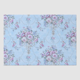 Papier Mousseline Style Victorien Bleu Blanc Français Découpage Flor