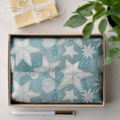 Papier Mousseline Stylisé Starfish & Sand Dollars Motif#25 ID1009 (Cadeau)