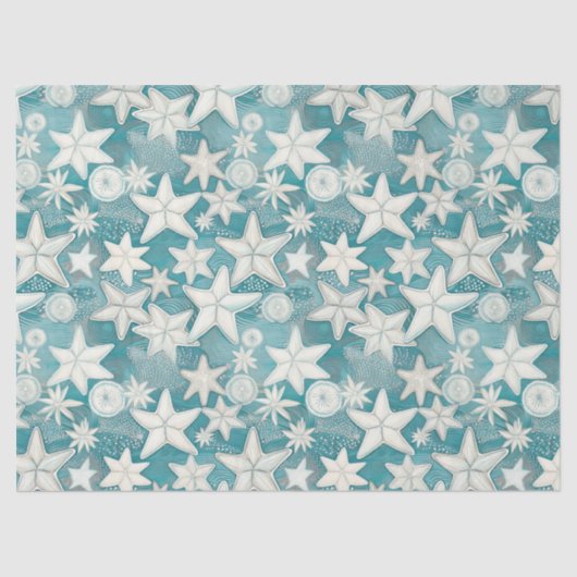 Papier Mousseline Stylisé Starfish & Sand Dollars Motif#25 ID1009 (Recto)