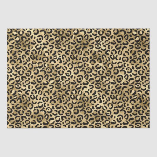 Papier Mousseline Stylish Black & Gold Foil Leopard Spots Safari (Recto)