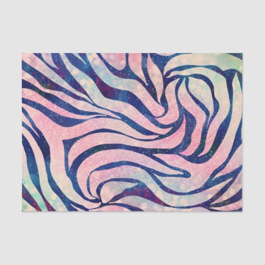 Papier Mousseline Stylish Metallic Blue & Holographic Zebra Print (Recto)