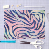 Papier Mousseline Stylish Metallic Blue & Holographic Zebra Print (Artisanat)