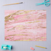 Papier Mousseline Stylish Pink Gold Abstract Marble Liquid Paint (Artisanat)