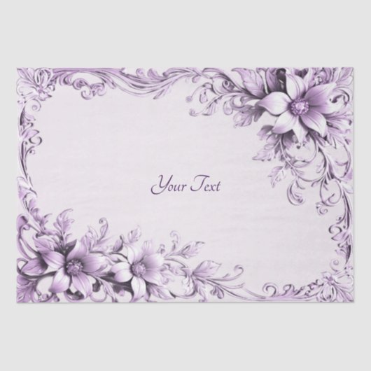 Papier Mousseline Stylish Purple Flowers Tissue Paper (Recto)