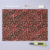 Papier Mousseline Stylish Red & Gold Foil Leopard Spots Safari (Artisanat)