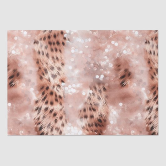 Papier Mousseline Stylish Rose rose rose or Leopard Glitz (Recto)