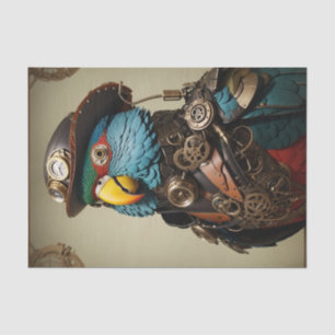 Papier Mousseline Stylisme Blue Steampunk Parrot