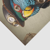 Papier Mousseline Stylisme Blue Steampunk Parrot (Détail)