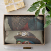 Papier Mousseline Stylisme Blue Steampunk Parrot (Cadeau)