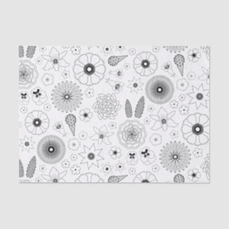 Papier Mousseline Subtile Motif de fleurs noires contemporaines