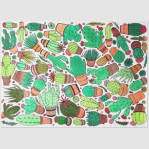 Papier Mousseline Succulent Cactus Pots Plante Vert Cactus Jardin
