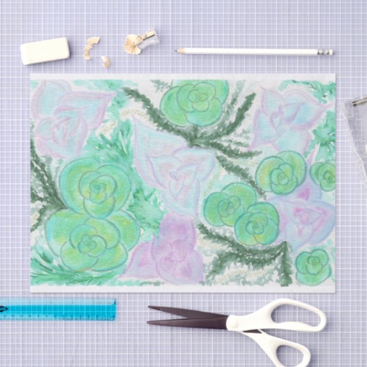 Papier Mousseline Succulents d'aquarelle (Artisanat)