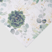 Papier Mousseline Succulents et or Eucalyptus Feuille verdure (Détail)