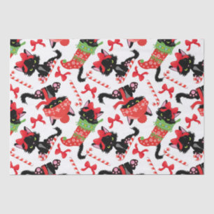 Papier Mousseline Sucre de canne de chat rouge en colère Noël